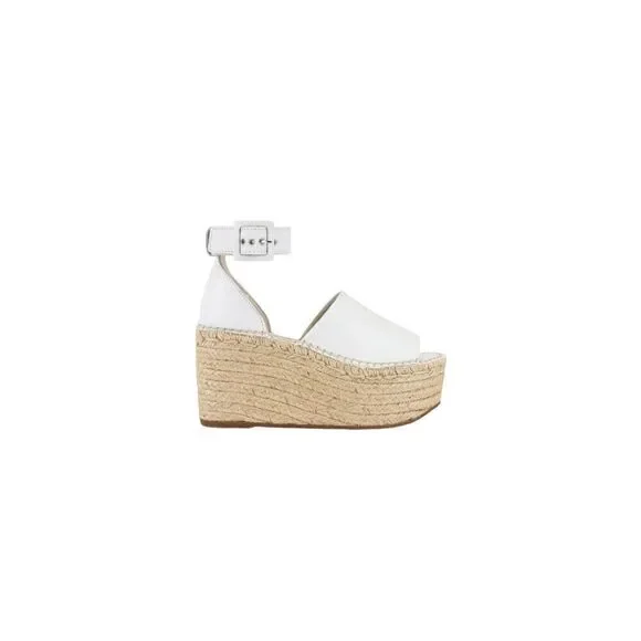 Free People Leather Coastal Platform Wedge Espadrille White Size 39 - Picture 1 of 10